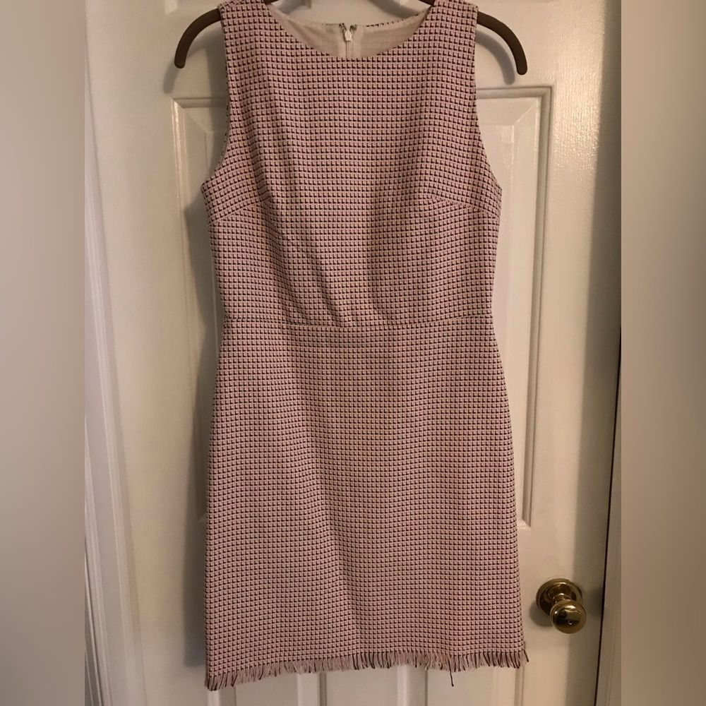Loft pink tweed dress with raw hem